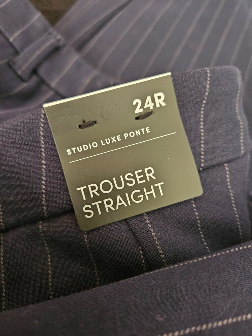 NWT Torrid Studio Luxe Ponte Navy/White Pinstripe Pants (24W) - Picture 7 of 10